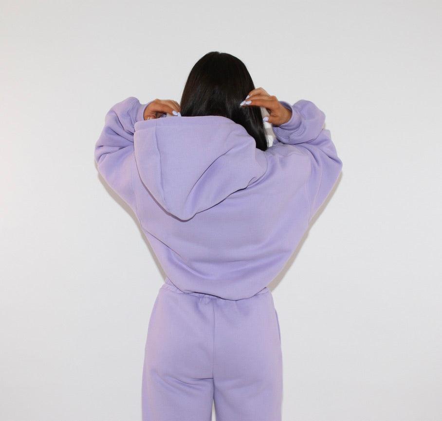 Cropped Oversized Hoodie - Lavender