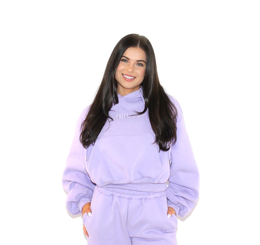 Cropped Oversized Hoodie - Lavender